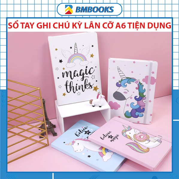 Sổ ghi chép kế hoạch Magic Ngựa kỳ lân Thần thoại bìa cứng cỡ A6 100 trang dễ thương có dòng kẻ tiện dụng BMBooks