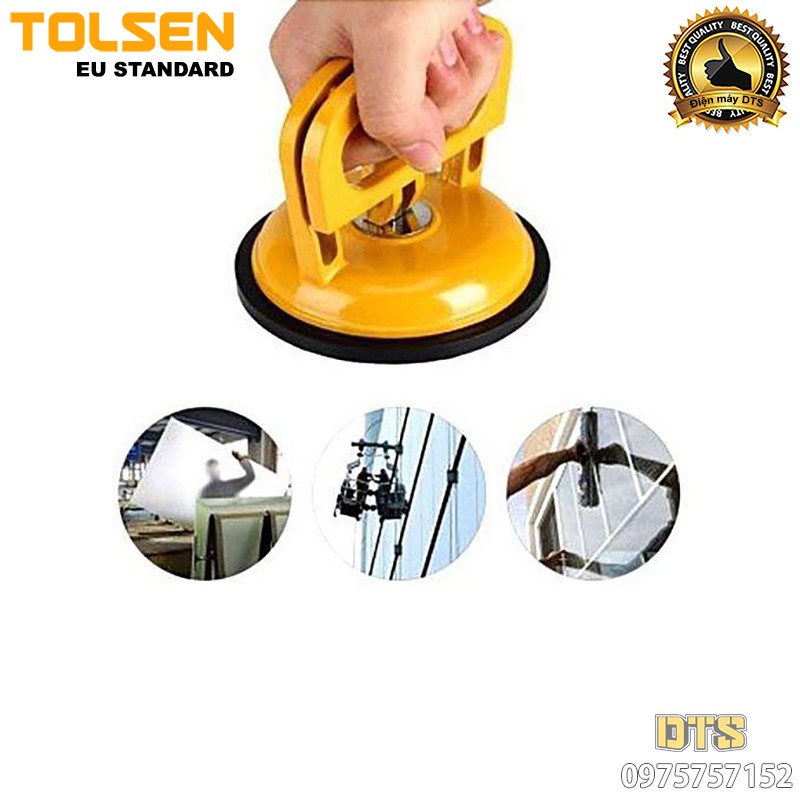 Tay hít kính đơn cầm tay, hút kính 1 chấu cầm tay TOLSEN 115mm, hút gạch thân nhựa ABS siêu bền, nâng kính tối đa 25kg