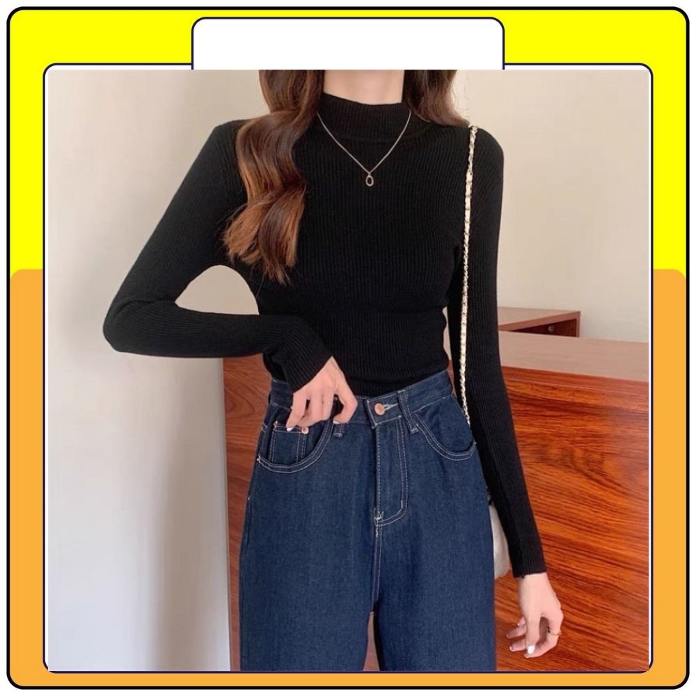 Áo len tăm nữ dài tay cổ 3 phân freesize phong cách Hàn Quốc, áo body kiểu dáng basic nhiều màu Queenshop | BigBuy360 - bigbuy360.vn