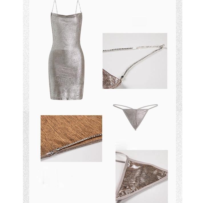 Váy Nhũ Bạc Body Bó Sát Gợi Cảm Nóng Bỏng 1223 [CWEAR.SEXY]