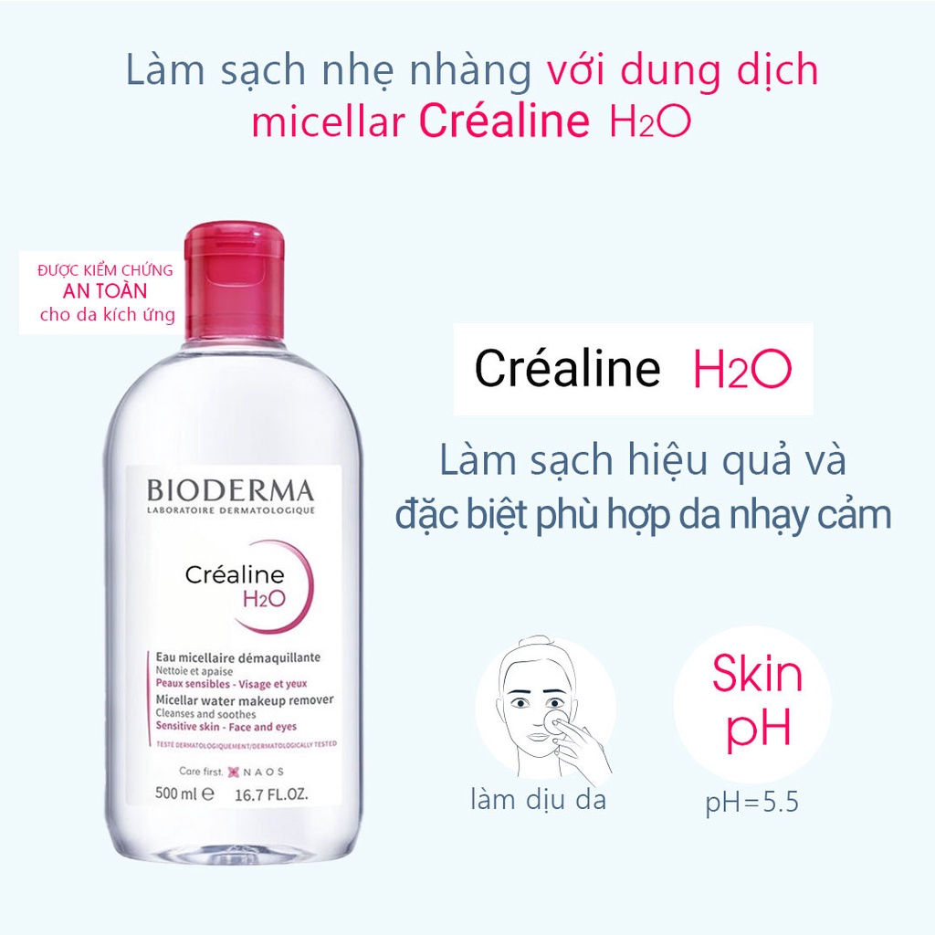 Nước Tẩy Trang Bioderma Créaline H2O - Bioderma Sebium H2O 500ml