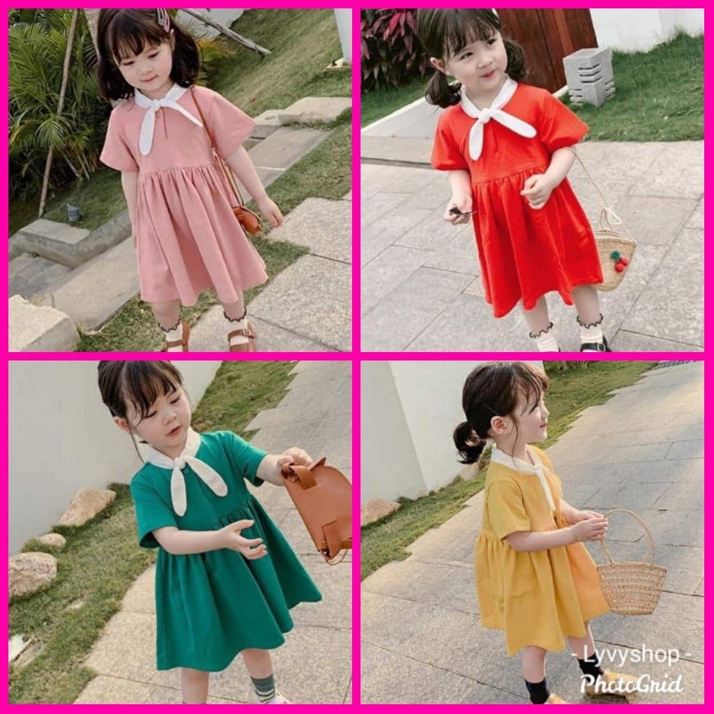 Váy thắt nơ cotton chính phẩm cho bé siêu xinh 09kg-22kg