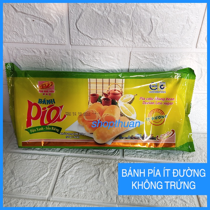 Bánh pía ít đường đậu sầu riêng không trứng Tân Huê Viên 275g