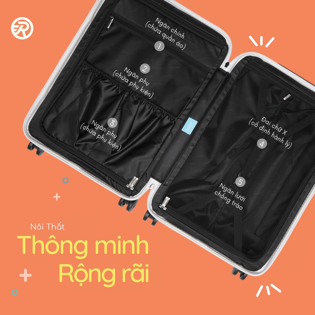 Vali size 20 Vali kéo du lịch Rover Emi - Vali xách tay 7kg - Chống bể - Chống rạch
