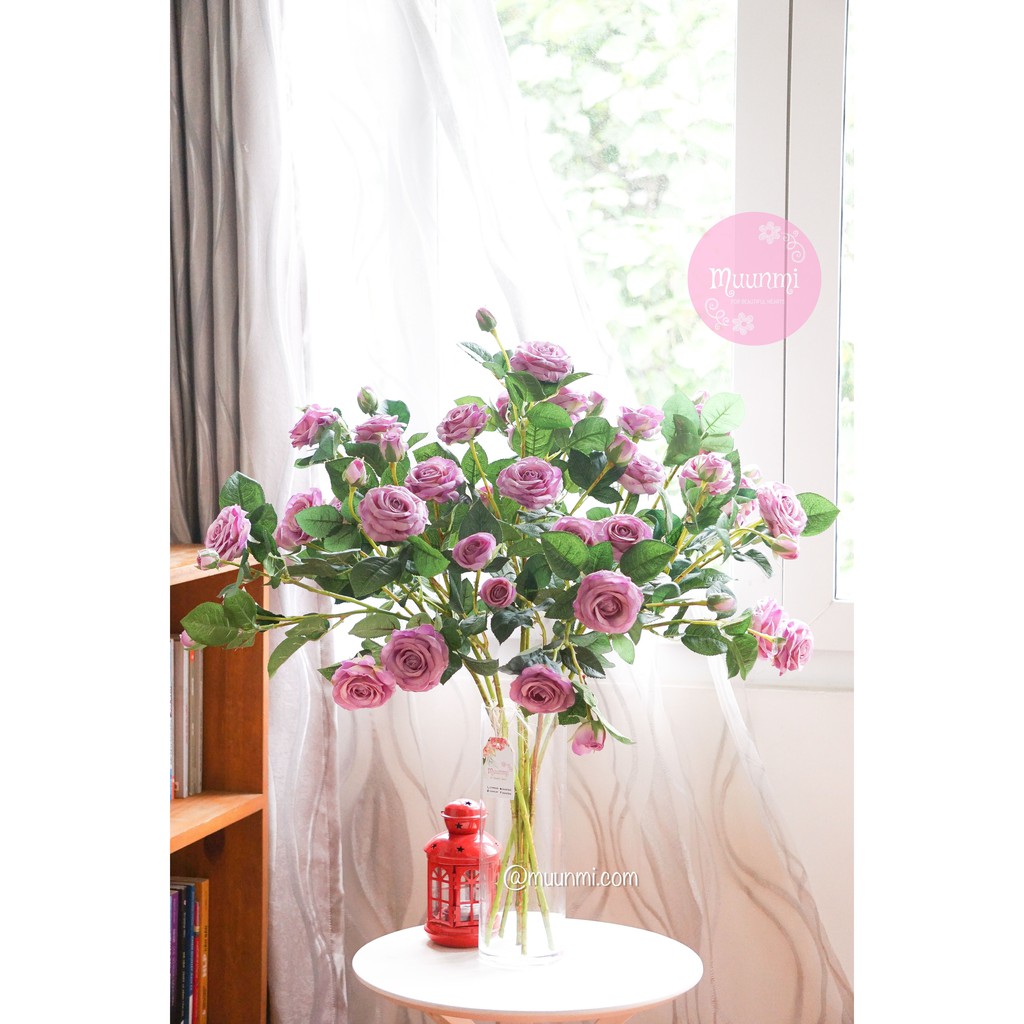 Hoa lụa Muunmi 🌸  | Hoa Hồng Tím đẹp nhẹ nhàng thanh nhã vô cùng