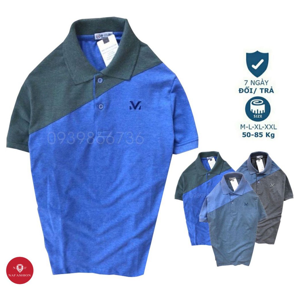 Áo Polo nam cổ bẻ phối màu chữ M vải cá sấu Cotton xuất xịn,chuẩn form,sang trọng-lịch lãm màu -Hàng Xuất Khẩu !