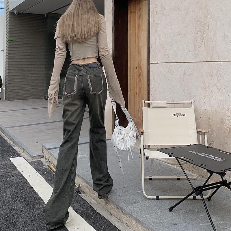 Quần Denim Ống Suông Thời Trang Mùa Thu Dành Cho Nữ