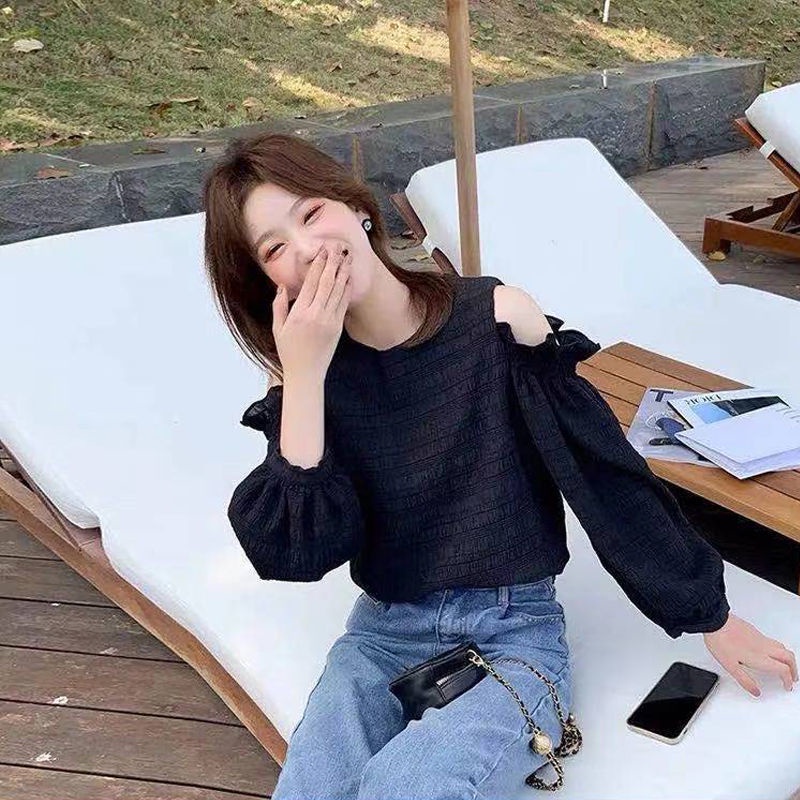 Áo Sơ Mi Tay Dài Dáng Rộng Hở Vai Quyến Rũ Thời Trang Phong Cách Hàn Quốc 2022