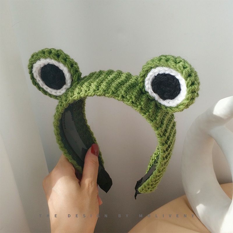 Băng Đô Len Hình Ếch Mắt To Dễ Thương Cho Nữ