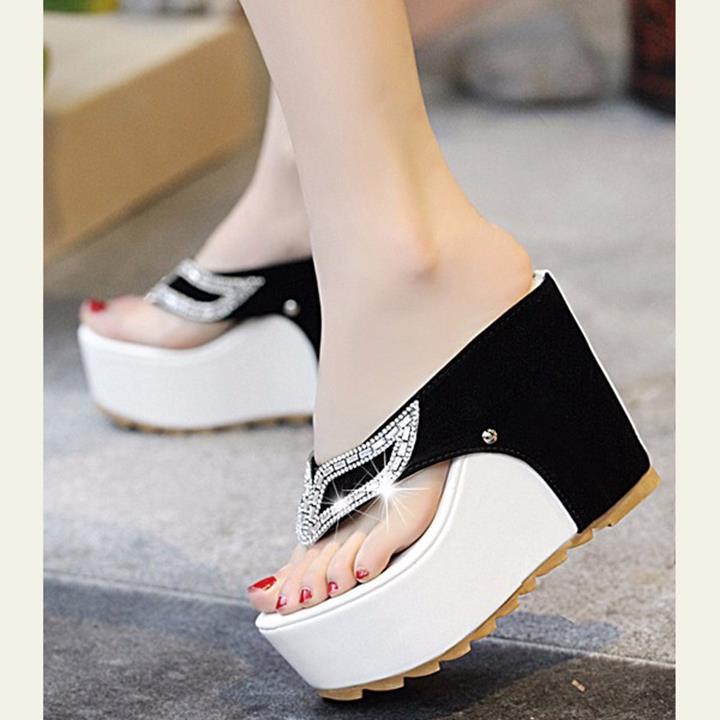 Dép đế xuồng nữ mắt cú mèo độc đáo, phong cách thời trang, đế cao 12 cm