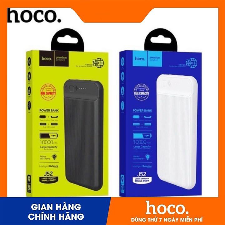 ✔CHÍNH HÃNG✔Sạc Dự Phòng Hoco J52 Bản Nâng Cấp ✔10000mAh - 20000mAh ✔Siêu Mỏng ✔️ Sạc 2 Thiết Bị Cùng Lúc