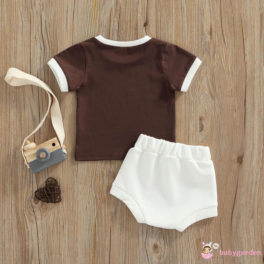 Bộ Áo Thun Tay Ngắn In Chữ + Quần Short Lưng Thun Thời Trang Mùa Hè Cho Bé Gái 0-24 Tháng Tuổi