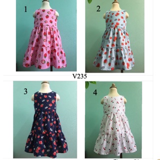 1-8T: Váy cotton thô NuNaNuNống Dâu tây-Cherry