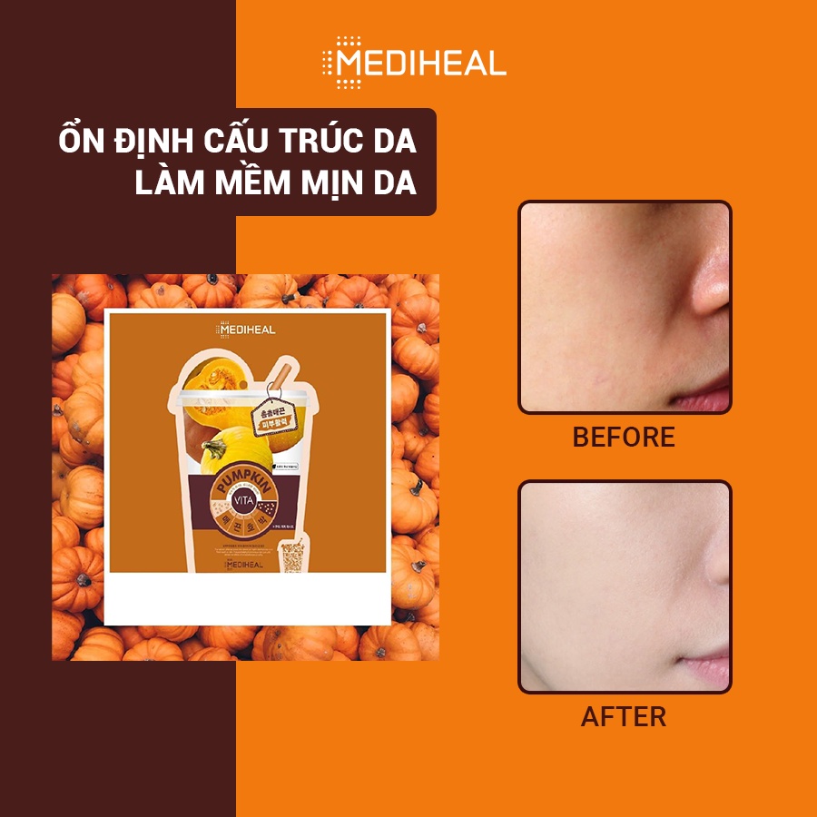 [Nhập mã COSMH22 giảm 8%]Mặt nạ chiết xuất Bí đỏ làm săn chắc da Mediheal Pumpkin Vita Mask 20ml [K12]