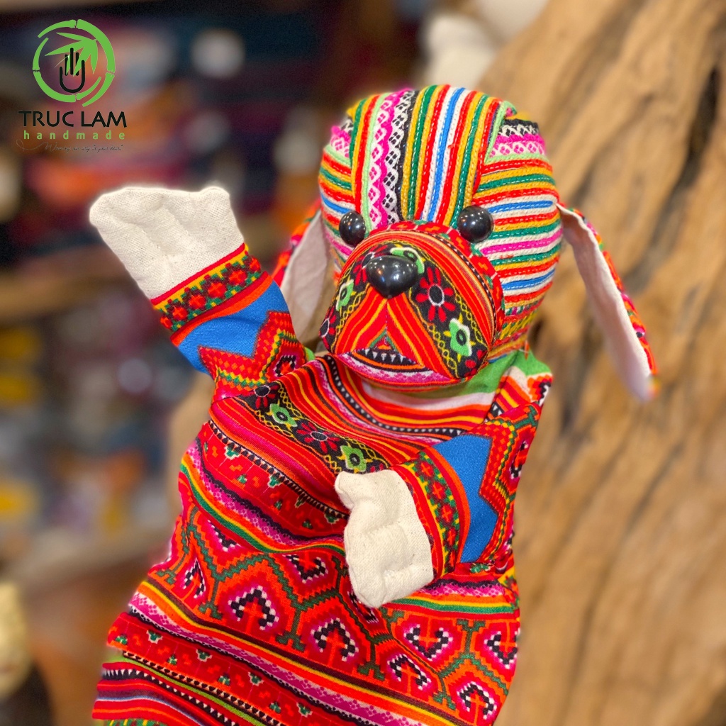 Đồ Chơi Cho Bé Con Rối Đeo Tay Đầu Thú Nhồi Bông Hình Con Lợn, Thỏ, Mèo Vải Thổ Cẩm Bông Gòn Cao Cấp – Trúc Lâm Handmade