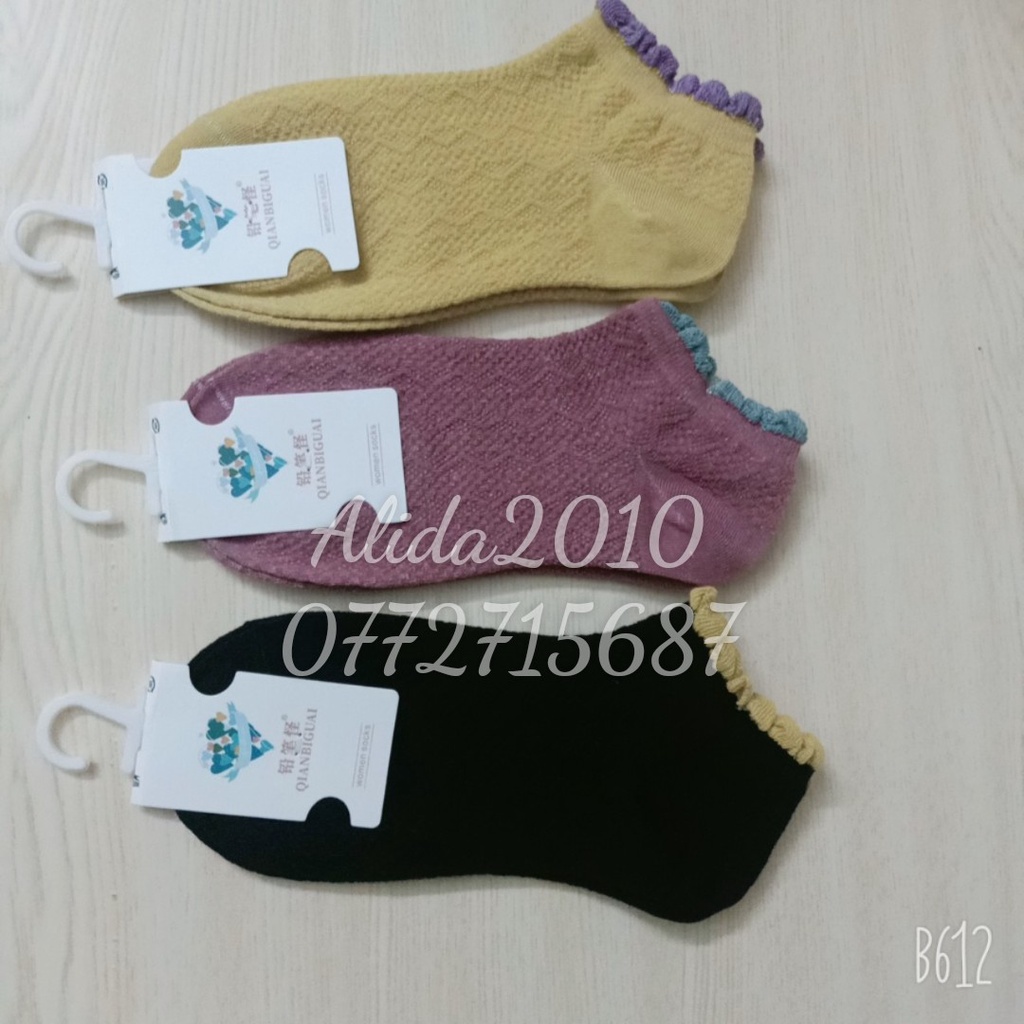 tất nữ cổ ngắn nhún bèo vớ nữ họa tiết gân siêu xinh chất len tăm co giãn dày dặn hàng loại 1 alida2010