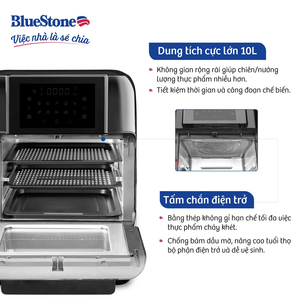 [Mã ELRE2TR giảm 8% đơn 500K] Nồi Chiên Không Dầu Bluestone AFB-5888 (10L - 1500W)