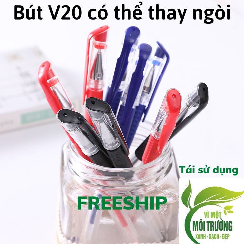 Bút Bi Gel Mực Nước Bút Gel Thay Ngòi Tiện Lợi Có 3 Màu Xanh Đen Đỏ Ngòi 0.5mm Queen Lee Shop