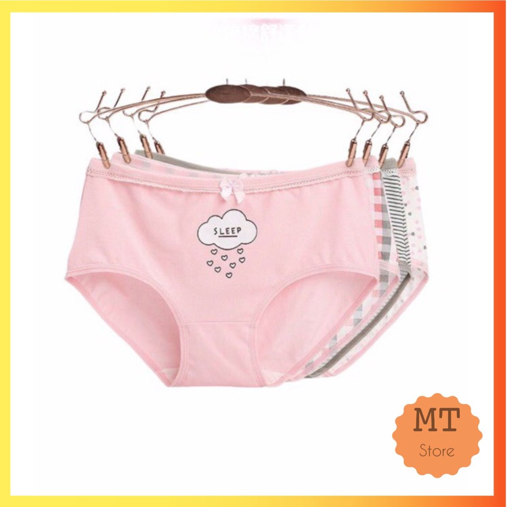 Quần lót nữ 100% cotton thông hơi hoạ tiết dễ thương
