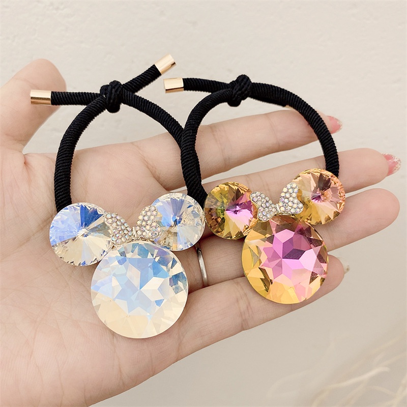 Dây Thun Cột Tóc Đính Đá Pha Lê Hình Chuột Mickey Dễ Thương