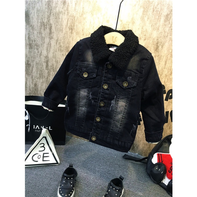 Set Đồ Thể Thao 3 Món Có Áo Khoác denim Lông Cừu + Quần Jean Cho Bé Trai 2 3 4 5 6 7 Tuổi Thời Trang Thu Đông 2022 Mới