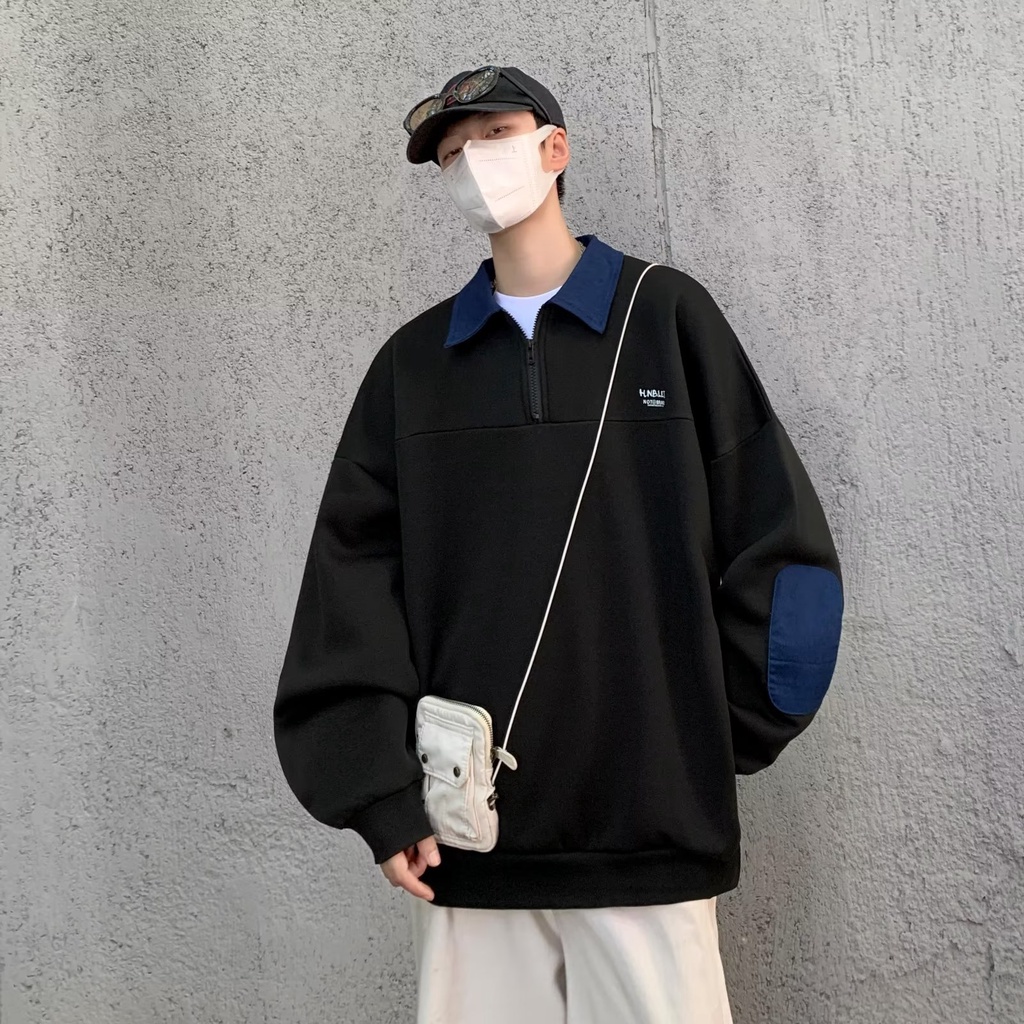 Áo Sweater Polo Cổ Đứng Tay Dài Phong Cách Nhật Bản Thời Trang Mùa Thu Dễ Phối Đồ Cho Nam