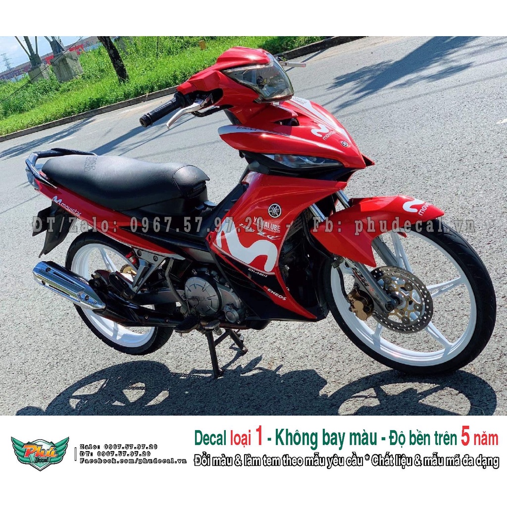 Tem rời xe Exciter 135 Movistar đỏ trắng (A)