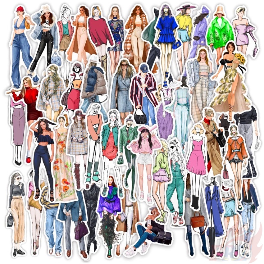 Bộ 100 Cái ❉ Miếng Dán Hình Cô Gái / Cô Gái Xinh Đẹp Hiện Đại Thời Trang ❉ Sticker Dán Tường Chống Thấm Nước Họa Tiết Doodle Hợp Thời Trang
