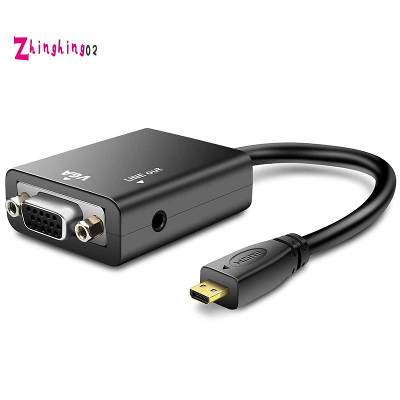 Đầu Chuyển Đổi Mini Hdmi Sang Vga 1080p Mạ Vàng Với Giắc Cắm 3.5mm Cho Laptop / Máy Tính Bảng