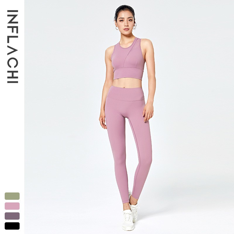 Set trang phục thể thao HOPPE FUMENG áo ngực sát nách và quần dài lưng cao thời trang năng động dành cho nữ