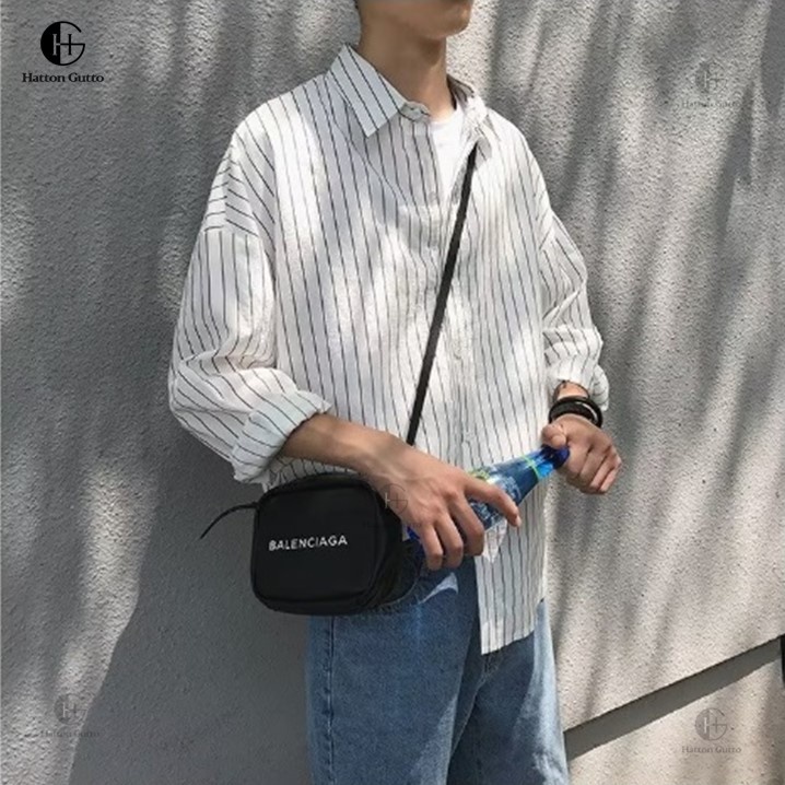 Hatton Gutto Áo Sơ Mi Nam Dài Tay Kẻ Sọc Baju Panjang Kasual