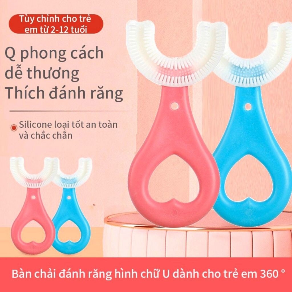 Bàn Chải Đánh Răng Cho Bé Loại Xịn bàn chải đánh răng Trẻ Em Chữ U - Silicon Siêu Mềm Cho Bé Từ 1,5 Tuổi - Alokids TB