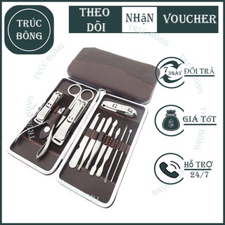 Bộ cắt móng 12 món-Bộ kìm cắt móng tay - Bộ kìm bấn móng tay 12 chi tiết - trúc bông cắt móng - CP