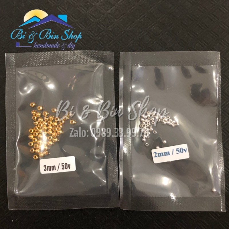 50 Hạt Charm Bi Tròn Bằng Kim Loại Làm Vòng Đeo Tay, Dây Chuyền, Làm Trang Sức Handmade