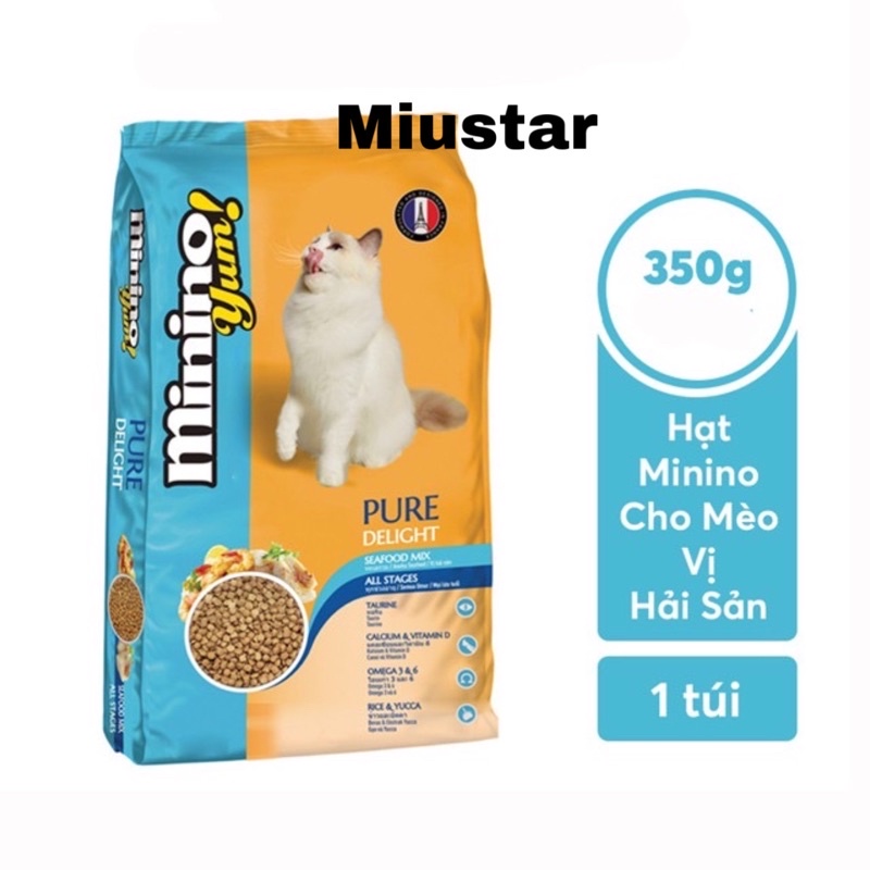 Gói 350g Minino Yum Vị Hải Sản Thức Ăn Hạt Cho Mèo