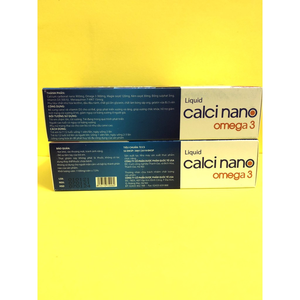 Viên uống Liquid Calci nano omega 3 phòng ngừa loãng xương, phát triền chiều cao