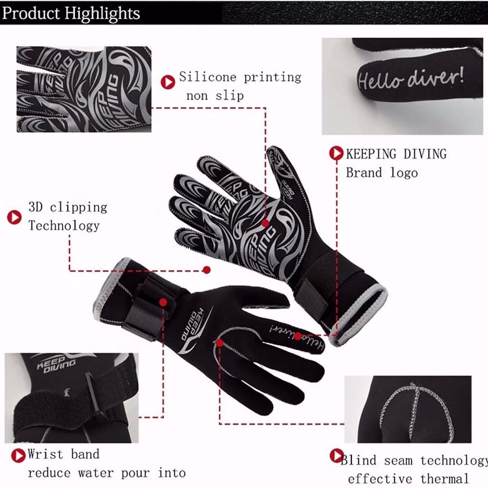 Găng tay lặn biển dày 3mm hỗ trợ giữ ấm có nhiều màu độc đáo