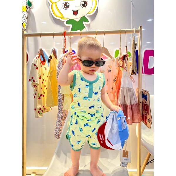 Bộ ba lỗ trẻ em, bộ sát nách bé trai bé gái Peekabo chất cotton tre mềm mát thấm hút mồ hôi Xu Xu Kids size 6 đến 16kg