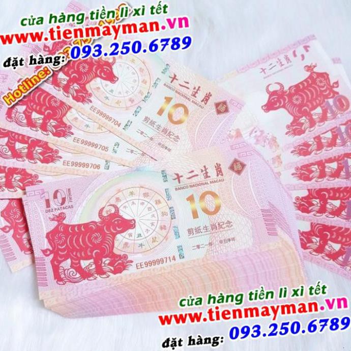 Tờ Tiền Hình Con Trâu Mệnh Giá 10 MaCao Lì Xì Tết 2021