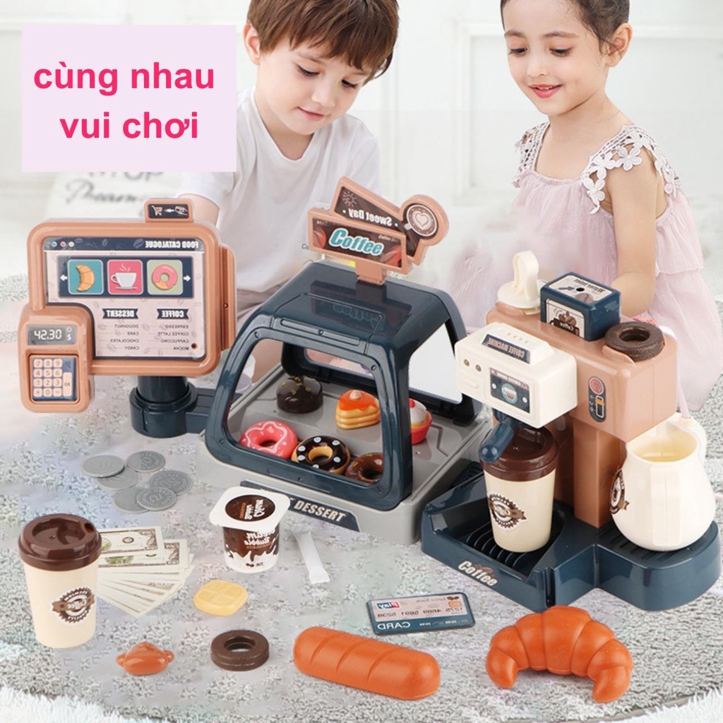 Đồ chơi bán hàng mini cho bé, mô phỏng máy pha cà phê, quầy bán hàng siêu thị, trẻ em 2 đến 6 tuổi