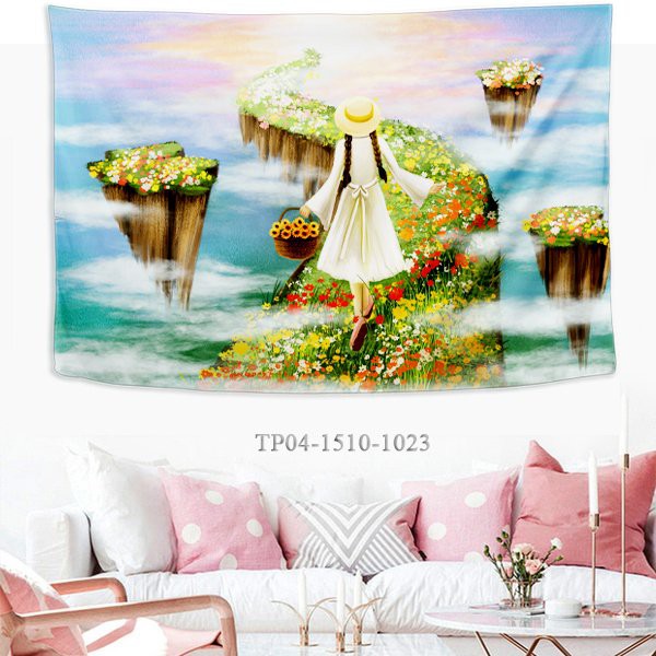 Tranh vải treo tường trang trí PHÒNG NGỦ, decor DREAM, CÔ GÁI, CON MÈO,
