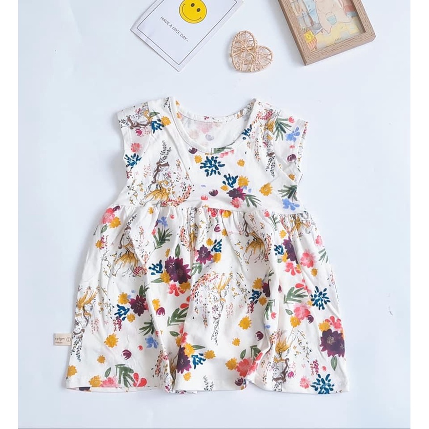 Đầm thun bé gái ngắn tay họa tiết 1 2 3 4 5 tuổi MINTSCLOSET Mint's Closet - GV2022