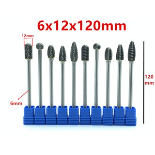 Mũi mài hợp kim vonfram chân  6x12x120mm điểm mài hợp kim vonfram Chân 6mm