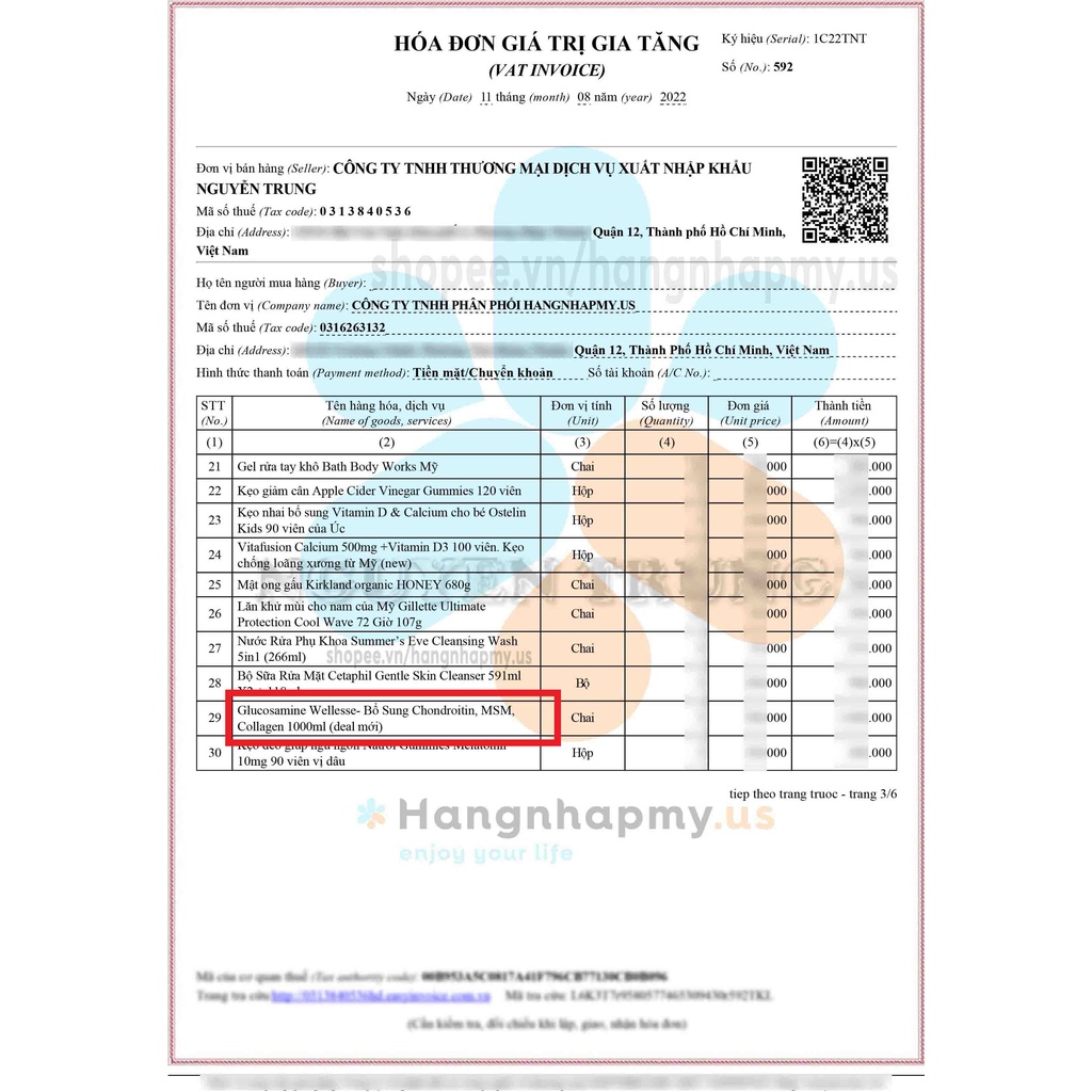 Nước uống bổ sung Glucosamine Wellesse 1000ml của Mỹ