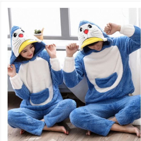 Bộ đồ mùa đông dành cho cặp đôi-doraemon 1 sẵn nam L, cừu, pikachu... Hàng đặt trước 10 ngày.