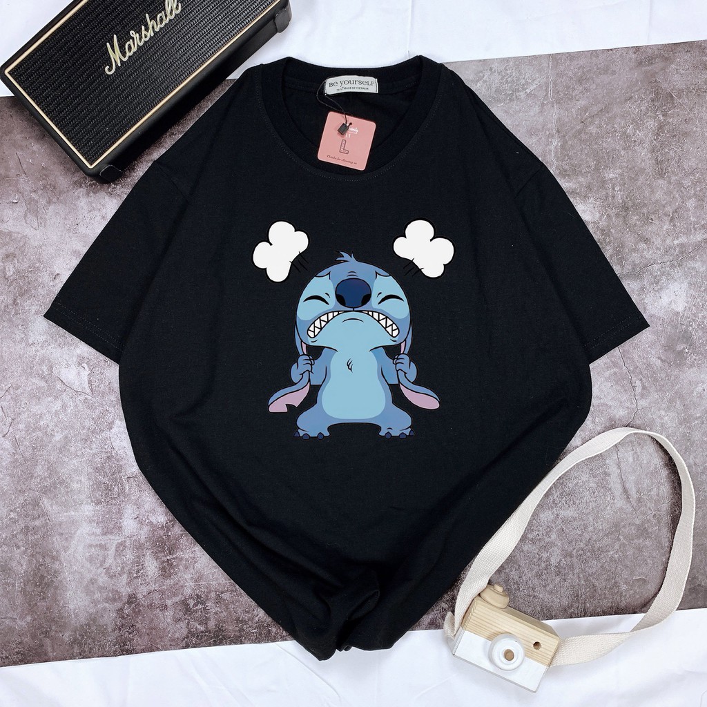 - ÁO THUN TAY NGẮN STITCH ANGRY UNISEX ĐỦ SIZE M L XL HÌNH THẬT TỰ CHỤP