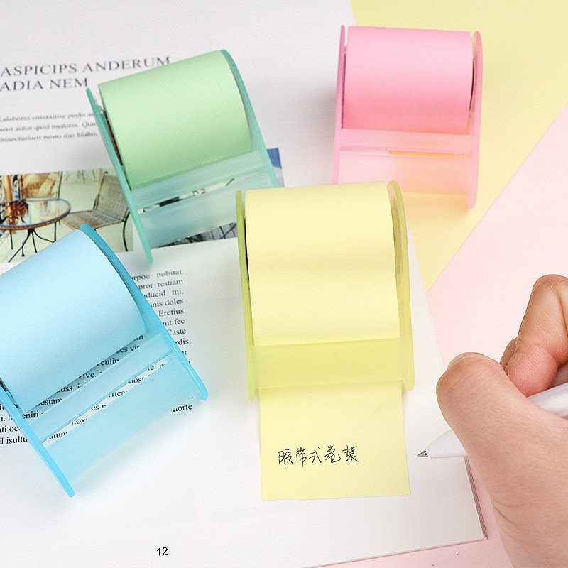 Cuôn giấy note ghi chú 3 màu có lõi thay thế - Gấu Xám