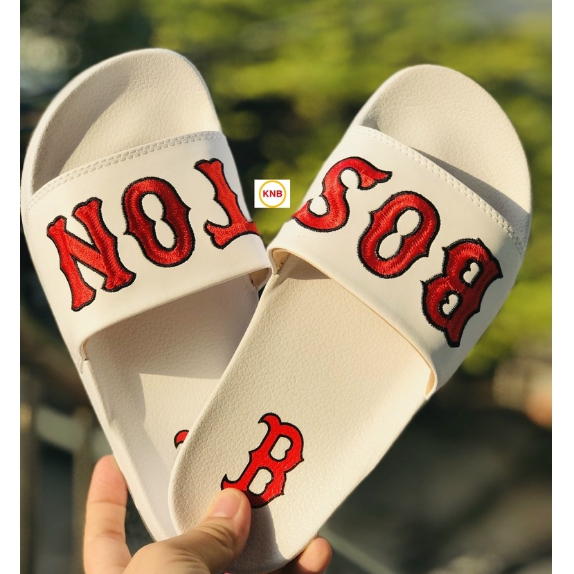 Dép unisex 𝐌𝐋𝐁 𝐁𝐎𝐒𝐓𝐎𝐍 ❤️FREESHIP + Hộp❤️ dép quai ngang nam nữ, dép mlb quai ngang thể thao nam nữ chữ thêu nhiều màu