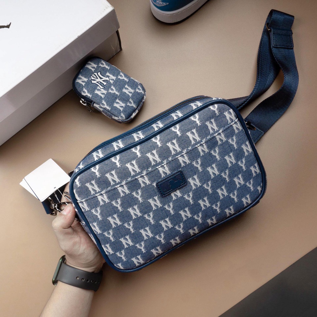 ✅   Túi MLB Monogram Jacquard Cross Bag NewYork Yankees Blue 32BGDC111-50N | ẢNH THẬT | CÓ SẴN HÀNG