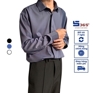 Áo sơmi nam form rộng  bản Premium giấu khuy  vải lụa  thời trang S365 - JBS05